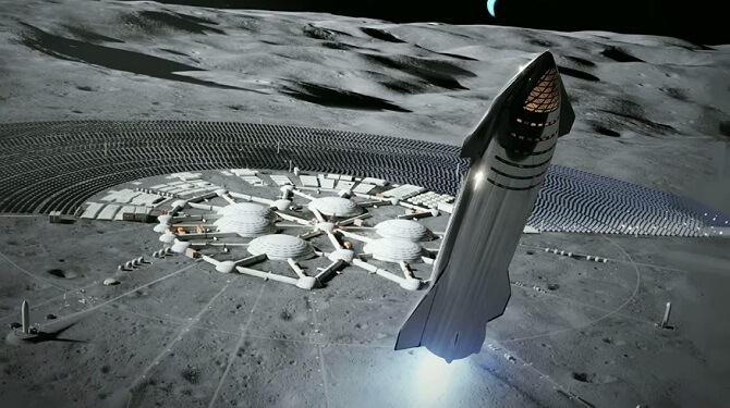 Starship vylétá ze základny na Měsíci